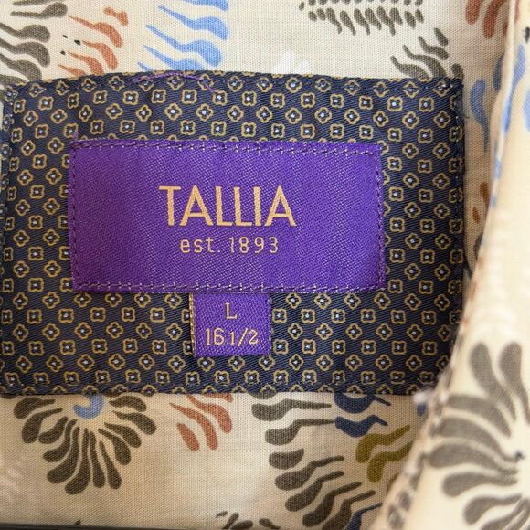 Tallia men's long-sleeve dress shirt multi-colored circular print size large - Picture 2 of 5